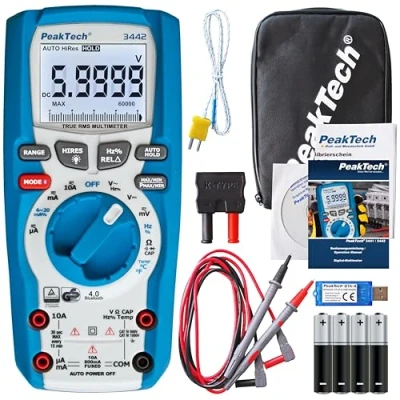 Bild av PeakTech 3442 True RMS Digital Multimeter för elektriker med 60000 räkningar &amp; 4.0 Bluetooth, Professionell handhållen multimeter, Auto Hold, TÜV/GS, Voltmeter, Kontinuitetstestare