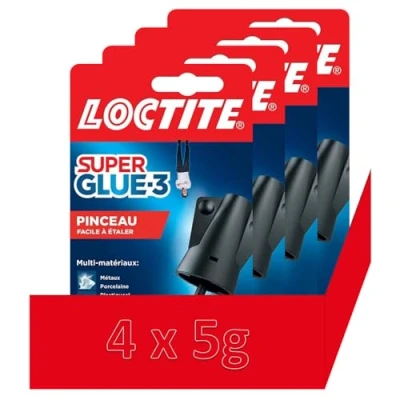 Bild av Super Glue 3 borstborste pack med 4, starkt lim, lätt att använda en borste, direkttorkande flytande transparent 4 självhäftande flaskor 5 g vardera