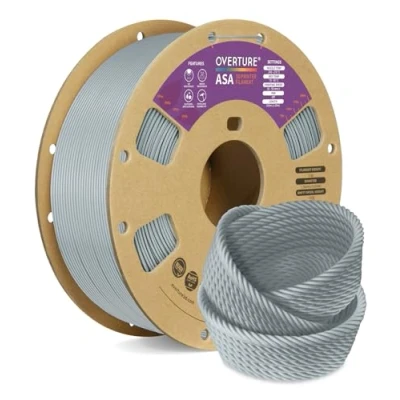 Bild av OVERTURE ASA Filament 1.75mm, 1kg Spool (2.2lbs) 3D Printer Filament, Premium Anti UV, Perfect for Printing Outdoor Functional Parts, Dimensional Accuracy +/ 0.02 mm(Gray)