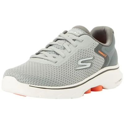 Bild av Skechers herr Go Walk 7 The Construct sneakers, Grå och orange textil syntetisk, 45 EU