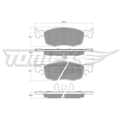 Bild av TOMEX brakes TX 60 50 Jeu de plaquettes frein Essieu avant avec indicateur d&#039;usure TOYOTA: Yaris IV, Aygo X
