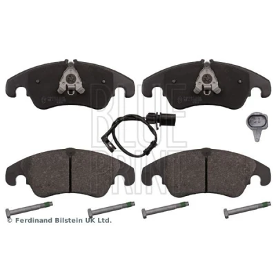 Bild av BLUE PRINT ADV184212 Jeu de plaquettes frein Essieu avant contact signal d&#039;usure inclus avec clip piston, kit vis AUDI: Q5