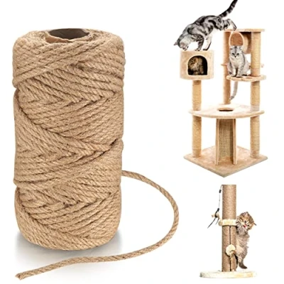 Bild av Jute snöre, naturlig jutrep, 6 mm x 50 m hamprep rep trädgårdsrep för dekoration, DIY, trädgårdsarbete