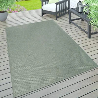 Bild av Paco Home Inom och utomhusmatta, terrass balkong, väderbeständig enfärgad m. struktur, Storlek:80x150 cm, Färg:Grön