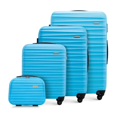 Bild av WITTCHEN Resväska 4 deligt set Rollande koffer Trolley Handbagage Hårdfodral i ABS med svänkbara hjul Kombinationslås Teleskopiskt handtag GROOVE Line Blå