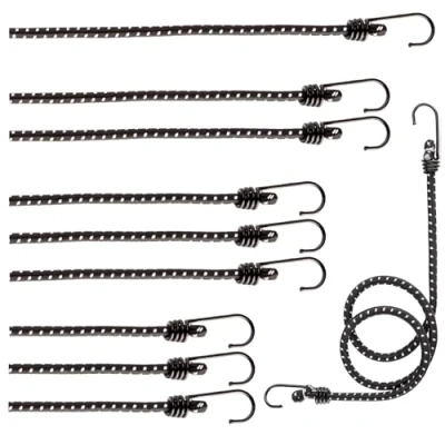Bild av COM FOUR® 10 delad uppsättning av elastiska remmar med reflekterande remsor bagageremmar i fyra storlekar expander krok för lastsäkring surrningsband