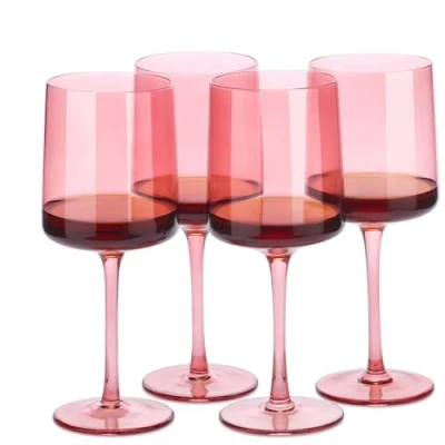 Bild av Navaris rosa tonade vinglas set om 4 färgade med handtag snygga designglas för servering av vin, cocktails, desserter