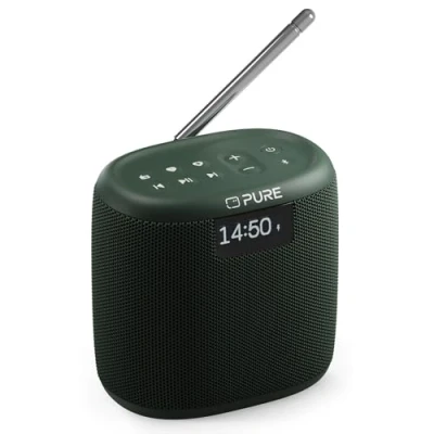 Bild av Pure Woodland Mini utomhushögtalare med Bluetooth och DAB+/FM radio (vattentät IP67, robust, bärbar, 17h batteri, lämplig för trädgård camping) grön
