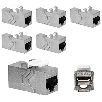 Bild av kwmobile 6 x keystone modul för CAT 6A kabel 10 Gbit/s skärmad metallhölje snäpplås nätverkskoppling anslutning kabelförlängning