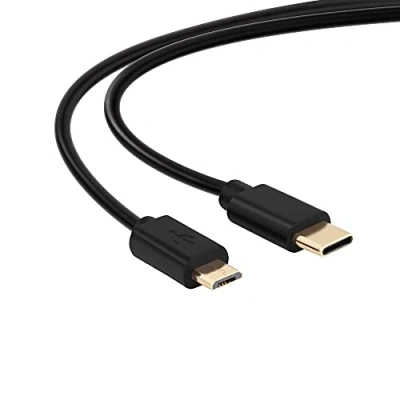 Bild av conecto 1,00 m USB C till Micro 2.0 anslutningskabel, guldpläterade kontakter, datakabel och laddningskabel, svart