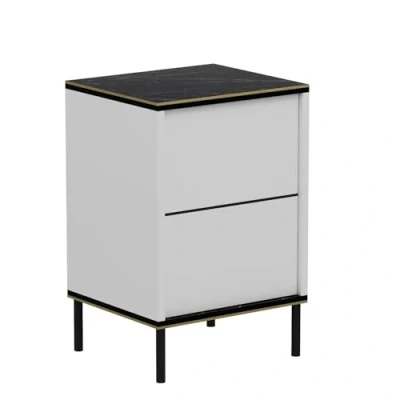 Bild av Sängbord Imaj 40 cm Vit/Svart/Guld