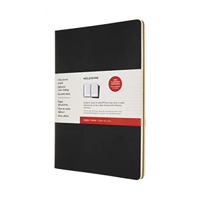 Bild av Moleskine Storlek A4 21 x 29,7 cm ämne Cahier journal, anteckningsböcker för att ta anteckningar, kartongskydd, akademisk sidlayout, färg svart och kraftbrun, 160 sidor, set med 2