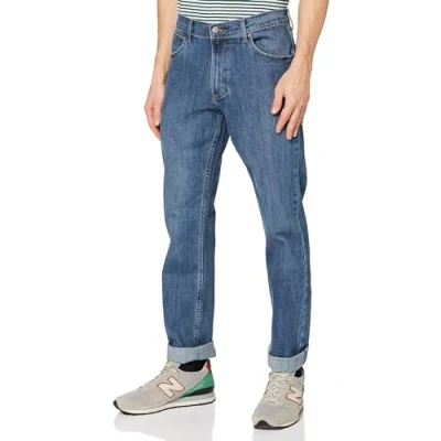 Bild av Wrangler Herrjeans, autentiska regular, Blå (Blua Mid Stone), 33 W/32 l, 33W x 32L