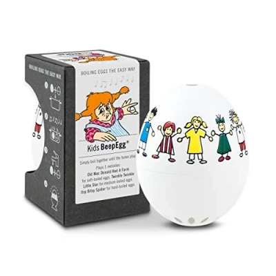 Bild av Barnens piepägg sjungande äggklocka att laga mat äggkokare för 3 hårdhetsgrader spelar Pippi långstrumpa roligt matlagningsägg musiktidtimer brainstream