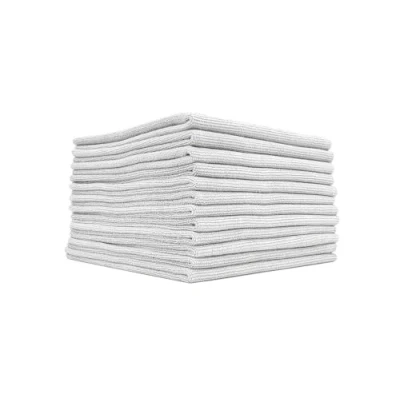 Bild av The Rag Company Edgeless Pearl professionell mikrofiberdetaljhandduk för keramisk beläggning, utjämning och tätningsmedelsavtagning, repfri etikettlös, 320 gsm, 16 x tum, isgrå