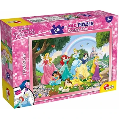 Bild av Lisciani Disney pussel SuperMaxi PRINSESSAN Dubbelsidigt 24 bitar Med färgläggningssida på baksidan Pedagogiskt spel För barn Kreativ utveckling från 3 år