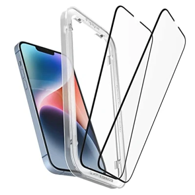Bild av Spigen AlignMaster Skärmskydd kompatibel med iPhone 14 Plus, 13 Pro Max, 2 Stycken, met sjabloon voor installatie, Full Täckning, kristallklart, Case friendly, 9H härdat Glas
