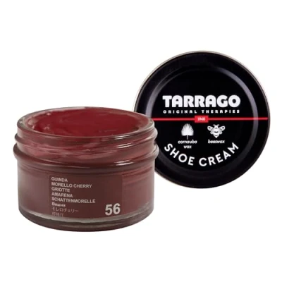 Bild av Tarrago skokräm premium för ultimat lädernäring, glans och skydd läder syntetiska läderskor, skor, väskor tillbehör 50 ml, Körsbär (56), ml
