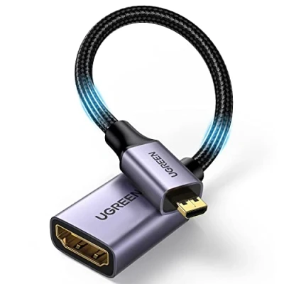 Bild av UGREEN Micro HDMI Adapter Male till Female Stöds för Raspberry Pi 4, Gopro etc. Aluminium skal. 25cm