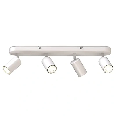 Bild av B.K.Licht taklampa, 4 roterbara fläckar, GU10 uttag, glödlampor ingår inte, spotlight för kök, matsal och sovrum, vit lampa, metallspotstång, 55 cm/21,6 tum lång, svängbar design IP20 230 V