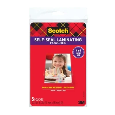 Bild av Scotch (R) Självtätande lamineringspåsar, glansig finish, 10 x 15 cm (PL900G)