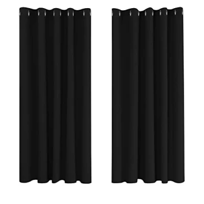 Bild av Deconovo Mörkläggningsgardiner Opaque eyelet curtain opake, 138x168 cm (heightxwidth), black, set of 2
