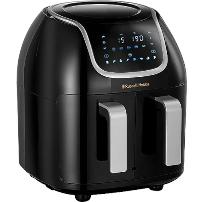 Bild av Russell Hobbs AirFryer SatisFry Snappi Varmluftfritös med dubbla korgar [4,25 liter] 8 Program, Diskmaskinssäkra delar, Digital display, kan användas utan olja Fritös, 27290 56S.