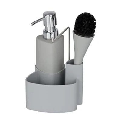 Bild av WENKO Kitchen Soap Dispenser Handfatsdispenser, 19 x 12.5 11 cm, Grå