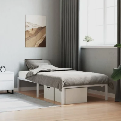 Bild av vidaXL Sängram metall vit 90x200 cm, säng, metallsäng, sängram, sängar, metallsängar, sängramar, gästsäng, gästsängar, enkelsäng