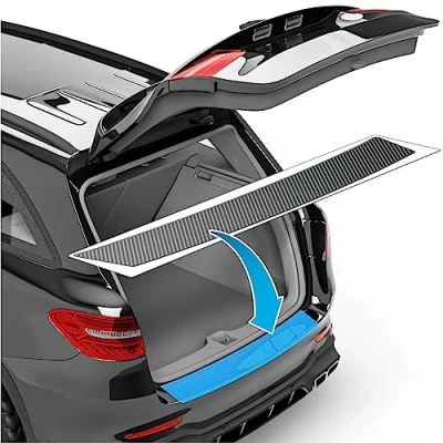 Bild av uProtect stötfångar skyddsfilm för Skoda Enyaq iV 5A I 2021 2024 Stötfångarskydd, bil, lasttröskel, repskydd, lackskyddsfolie svart kolfiberlook