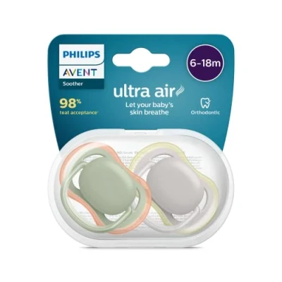 Bild av Philips AVENT ultra air SCF085/20 nappattrapp, Klassisk napp, Ortodontisk, Silikon, Pojke/flicka, Tål diskmaskin