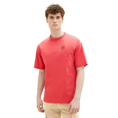 Bild av TOM TAILOR Basic T shirt för män med tryck, 31045 Soft Berry Red, L