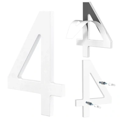 Bild av Yafimea Husnummer 15 cm vitt, Självhäftande eller skruvmontering, modern svävande 3D design, väderbeständig plast för yttervägg staket (4)