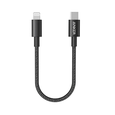Bild av Anker 331 USB C till Lightning kabel, ny nylon laddningskabel (30 cm), lämplig för iPhone 13 Pro 12 Max 11 X XS XR 8 Plus, AirPods Pro, stöder strömförsörjning (svart)
