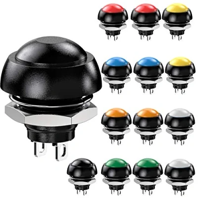 Bild av CLDIY vattentät tillfällig tryckknapp switch 12 mm normal öppen (NO) mini mikrobrytare ON OFF 125 V 3 A 14 st (7 färger)