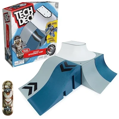 Bild av Tech Deck X Connect startset Speedway Hop rampset med autentisk fingerskateboard från varumärket Real och tillbehör, ramp kan ombyggas om efter behov 6 år