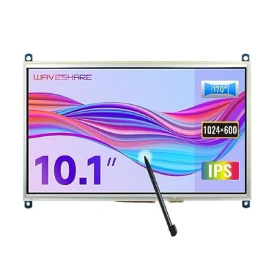 Bild av Waveshare Raspberry Pi 10.1inch HDMI LCD 1024x600 High Resolution IPS Resistive Touch Screen Directly Pluggable for 4B/3B+/3A+/3B/2B/1B+/1A+,Support Windows (Display only)