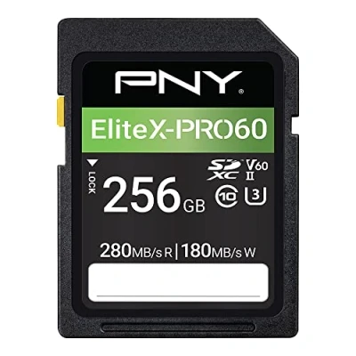 Bild av PNY 256GB EliteX PRO60 Class 10 U3 V60 UHS II SDXC Flash Memory Card