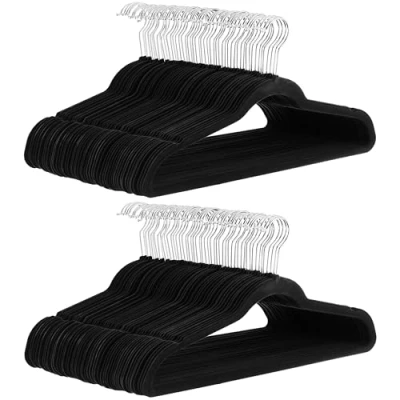 Bild av Amazon Basics smala och halkfria klädhängare för skjortor/kostym/kostym, 100 pack, svart