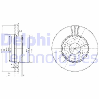 Bild av DELPHI BG3531 Disque de frein 256 24 5 ventilé huilé non traité sans roulement roue, bague ABS DAEWOO: Leganza