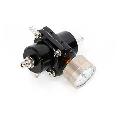 Bild av MINUS ONE 0 140PSI justerbar bensintryckregulator bränsletrycksregulator med manometer slang set, bil varmgångsregulator av aluminiumlegering, svart