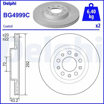 Bild av Bromsskiva DELPHI BG4999C