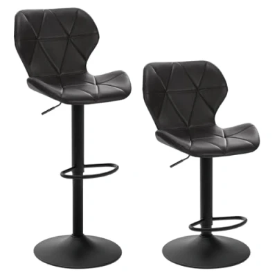 Bild av EUGAD 0665BY 2 x barstol bistropall, diskpall retro justerbar och med ryggstöd av konstläder stål, anthratiz