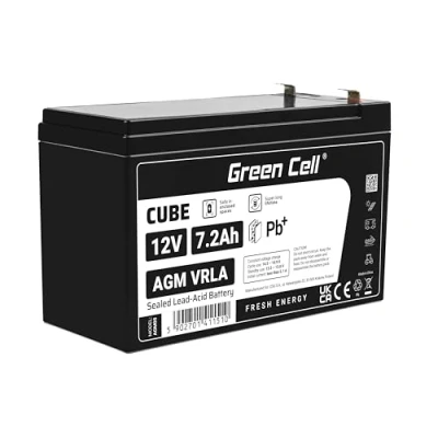 Bild av Green Cell AGM 12 V 7,2 Ah batteri VRLA blybatteri ersättningsbatteri gelbatteri cykelsäker obemannad leksak elektriska leksaker larm nödström barnfordon barnfyrhjuling