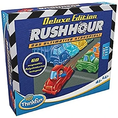 Bild av ThinkFun 76440 Rush Hour det välkända trafikstockningsspelet i deluxe utgåvan med fordon metalllook, logikspel för vuxna och barn från 8 år