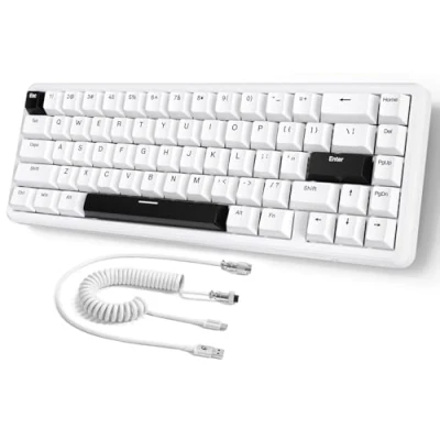 Bild av MAMBASNAKE ATTACK SHARK X65 HE Rapid Trigger tangentbord, 0,01 mm RT noggrannhet, 8Khz 60% Trådad Magnetisk Switch Speltangentbord med kabel, Justerbar Aktivering, Snap Tap, för PC/Mac, Vit
