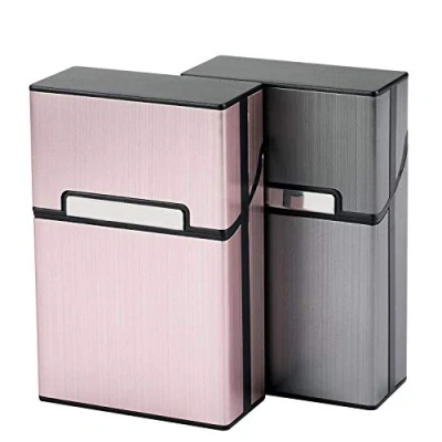 Bild av Sinzau Cigarettfodral aluminium för hela paketet cigaretter 20 stycken, anti extrudering, stänksäker, 2 pack (grå och rosenröd)