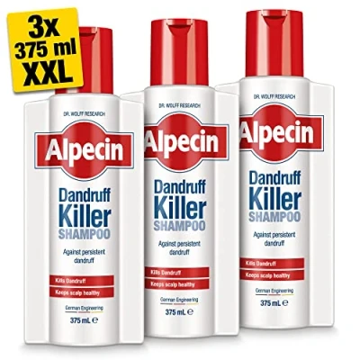 Bild av Alpecin Dandruff Killer Shampoo 3x 375ml Avlägsnar och förebygger mjäll effektivt Hårvård för män som tillverkats i Tyskland