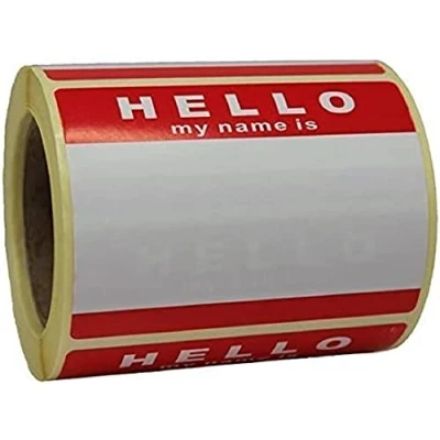 Bild av Rulle med 250 &quot;hej my name is&quot; klistermärken ingen logotyp
