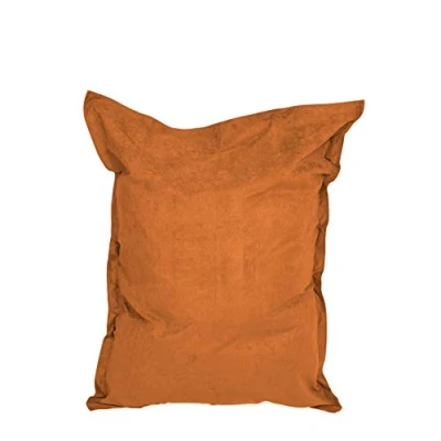 Bild av Lumaland jättesaccosäck XXL 140 x 180 cm Inomhus saccosäck av mjuk och tvättbar mikrovelour 2 i 1 för bekväm sittning liggande Med över 3 miljoner anpassningsbara EPS pärlor [orange]